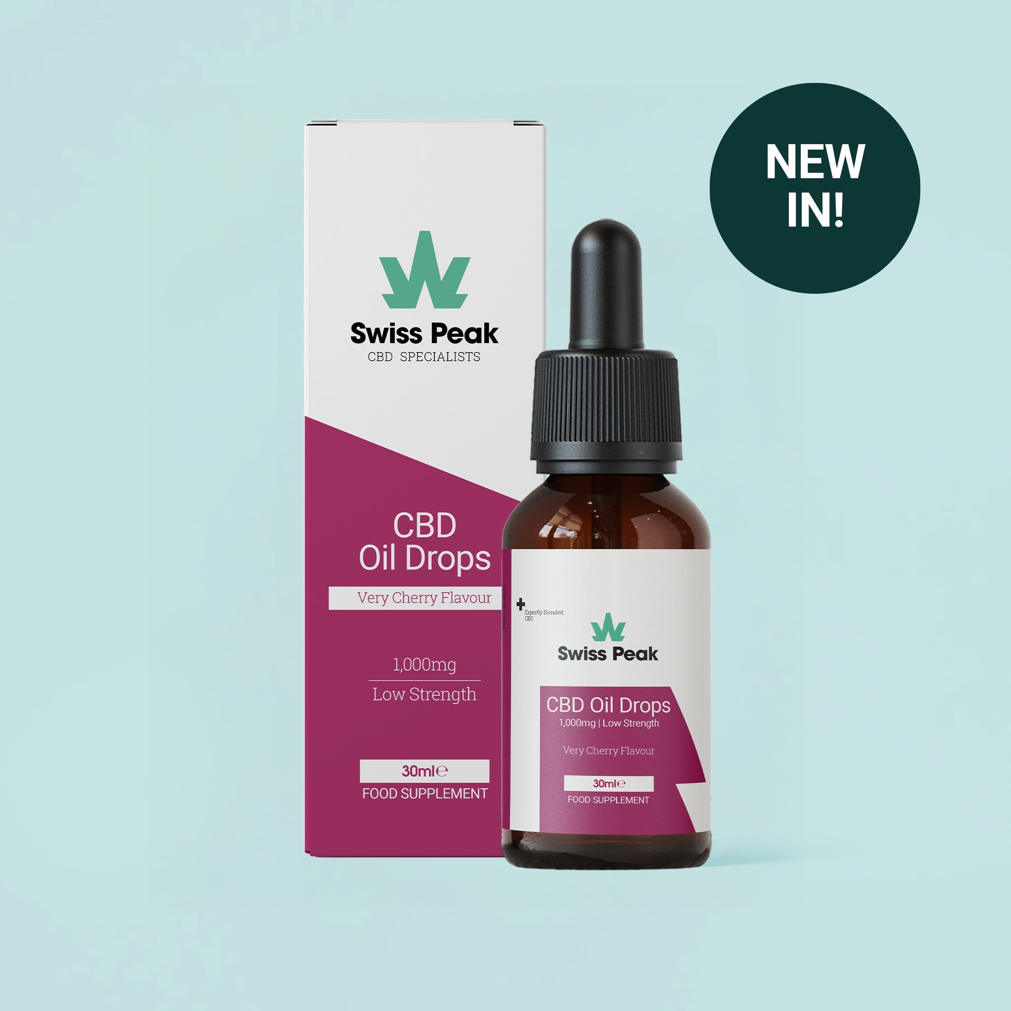 CBD Oil 30ml | Cherry 1000mg - SwissPeakCBD